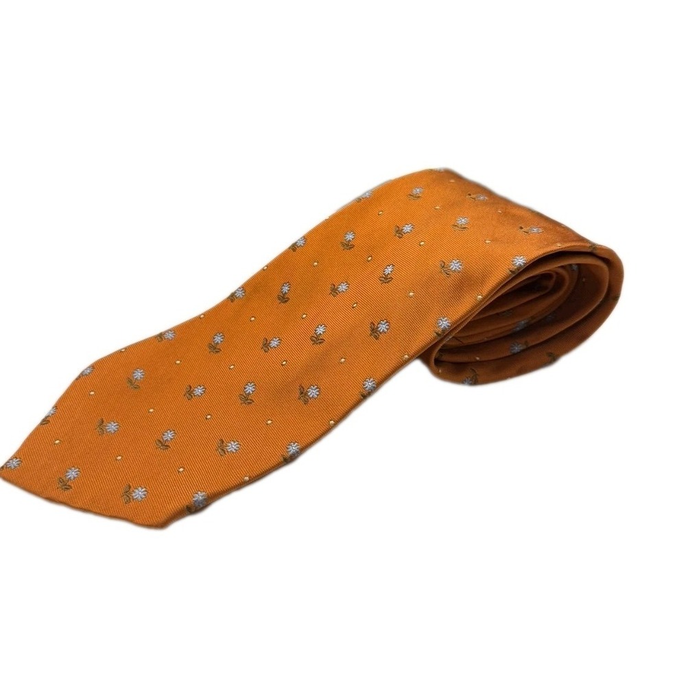 Tiffany & Co. Men's Orange Silk Neck Tie w/little Flowers Made in Italy